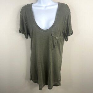 Vintage Y2K Aerie Elena Scoop Neck Top Medium Olive Goblincore Longline T-Shirt